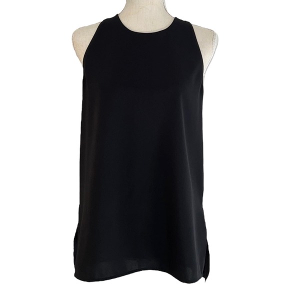 VINCE Bonded Crepe Sleeveless Top Relaxed Fit Elevated Basic Blouse Black Small - Picture 4 of 9